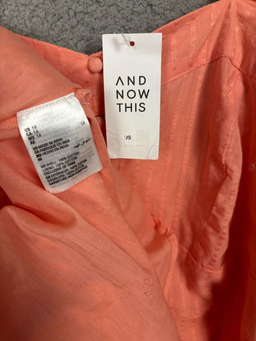 And Now This Women's Plus Size Puff Sleeve Maxi Dress 1X Square Neck Peach NWT's - Picture 6 of 7